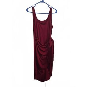 Salanta Sleeveless Burgundy Midi Dress with Side Tie